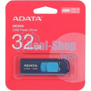 Флешка USB ADATA UC300 (ACHO-UC300-32G-RBK/GN), 32Gb, Type-C USB 3.2, R/W 100/30, черный/зеленый