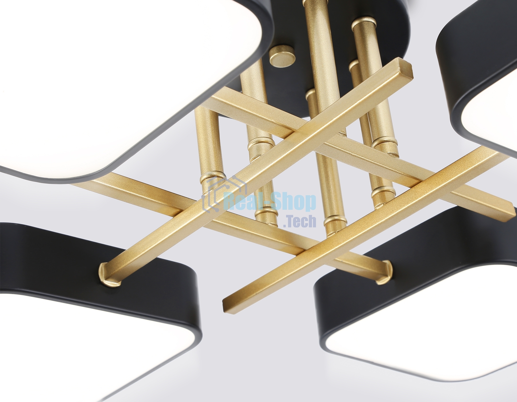 Люстра светодиодная на штанге Ambrella light FL516343/4 BK/GD черный/золото 72W 3000-6000K 550*550*150 (без ПДУ)
