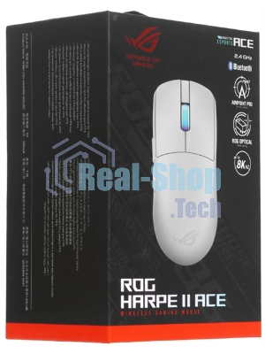 Мышь ASUS ROG ROG HARPE II ACE, 48g, Wired, 2.4GHz RF, Bluetooth 5.1, 442K DPI sensor, 5 Prograммable Buttons, White