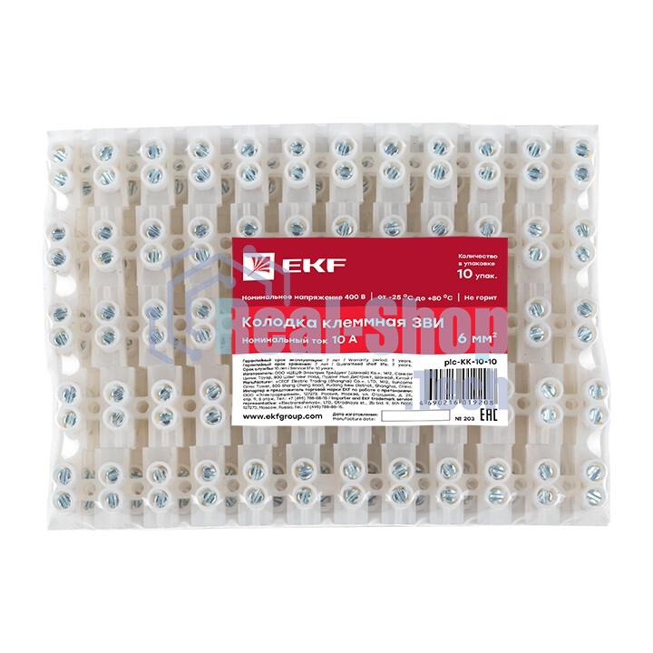 Колодка клеммная (10мм) EKF plc-KK-10-10 10А EKF PROxima