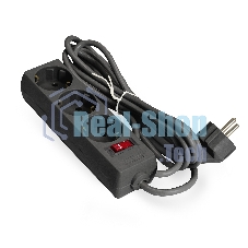 Удлинитель ExeGate EC-3-1.8B (EX279345RUS), черный, 1,8 м, евровилка с заземлением, 3 евророзетки с заземлением, 2200 Вт