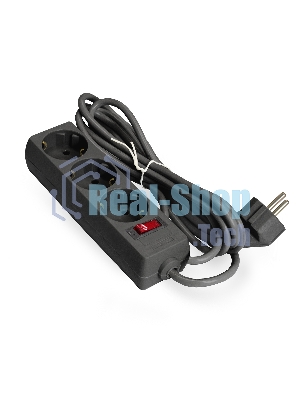 Удлинитель ExeGate EC-3-1.8B (EX279345RUS), черный, 1,8 м, евровилка с заземлением, 3 евророзетки с заземлением, 2200 Вт