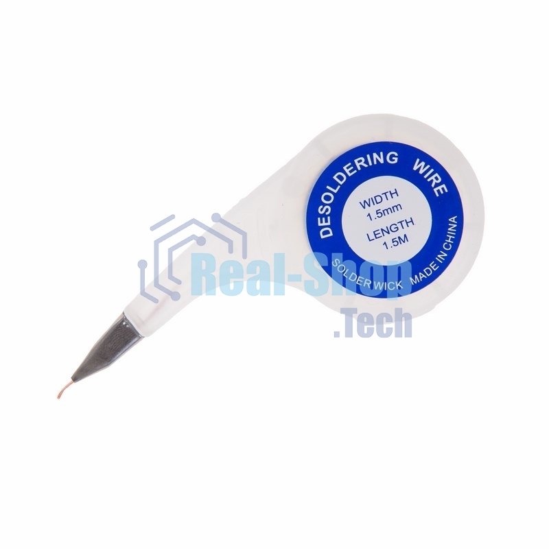 Оплетка для удаления припоя Rexant, медная, 2.5 мм x 1.5 м, диспенсер