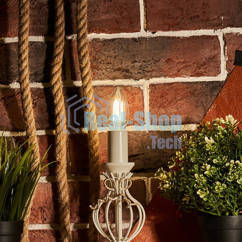 Лампа светодиодная филаментная Rexant Свеча CN35 7.5 Вт 600 Лм 4000K E14 прозрачная колба