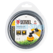 Леска для триммера Denzel армированная алюминием квадратная, 3,0мм х 15м, блистер ALUFLEX