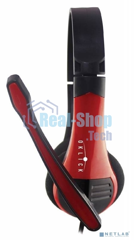 Гарнитура проводная с микрофоном Oklick HS-M150 черный/красный 2.2м накладные (NO-003N)