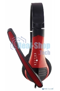 Гарнитура проводная с микрофоном Oklick HS-M150 черный/красный 2.2м накладные (NO-003N)
