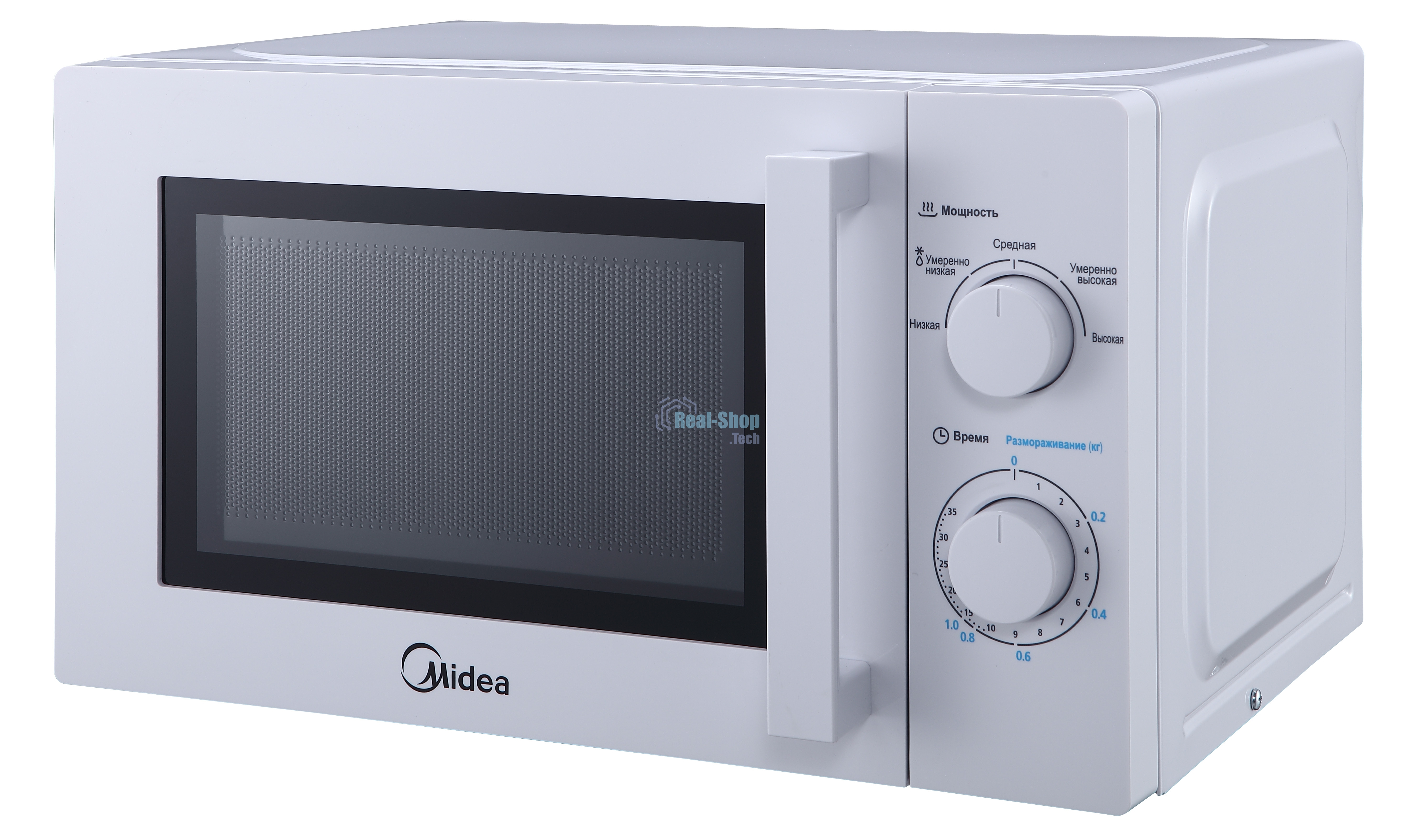 Микроволновая печь Midea MM720CY6-W белый, 20 л, 700 Вт, переключатели - поворотный механизм