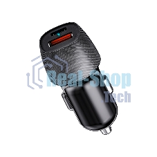 Автомобильное зарядное устройство с двумя портами Rexant (USB-A QC 3.0 + USB-C PD) со световой индикацией, 38Вт, черное