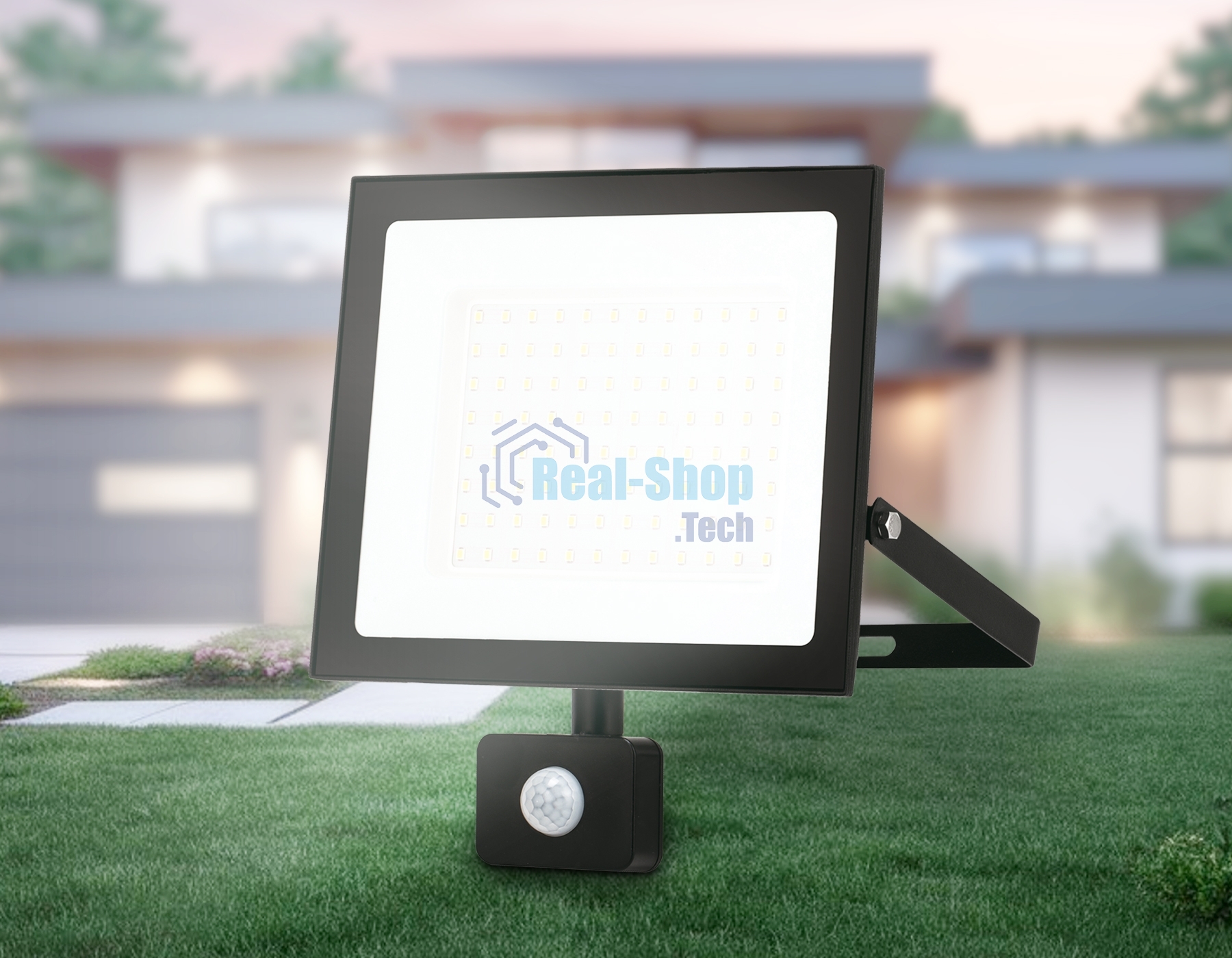 Прожектор светодиодный с датчиком движения Ambrella light ST8118 BK черный IP65 LED 6500K 100W 208*178*31