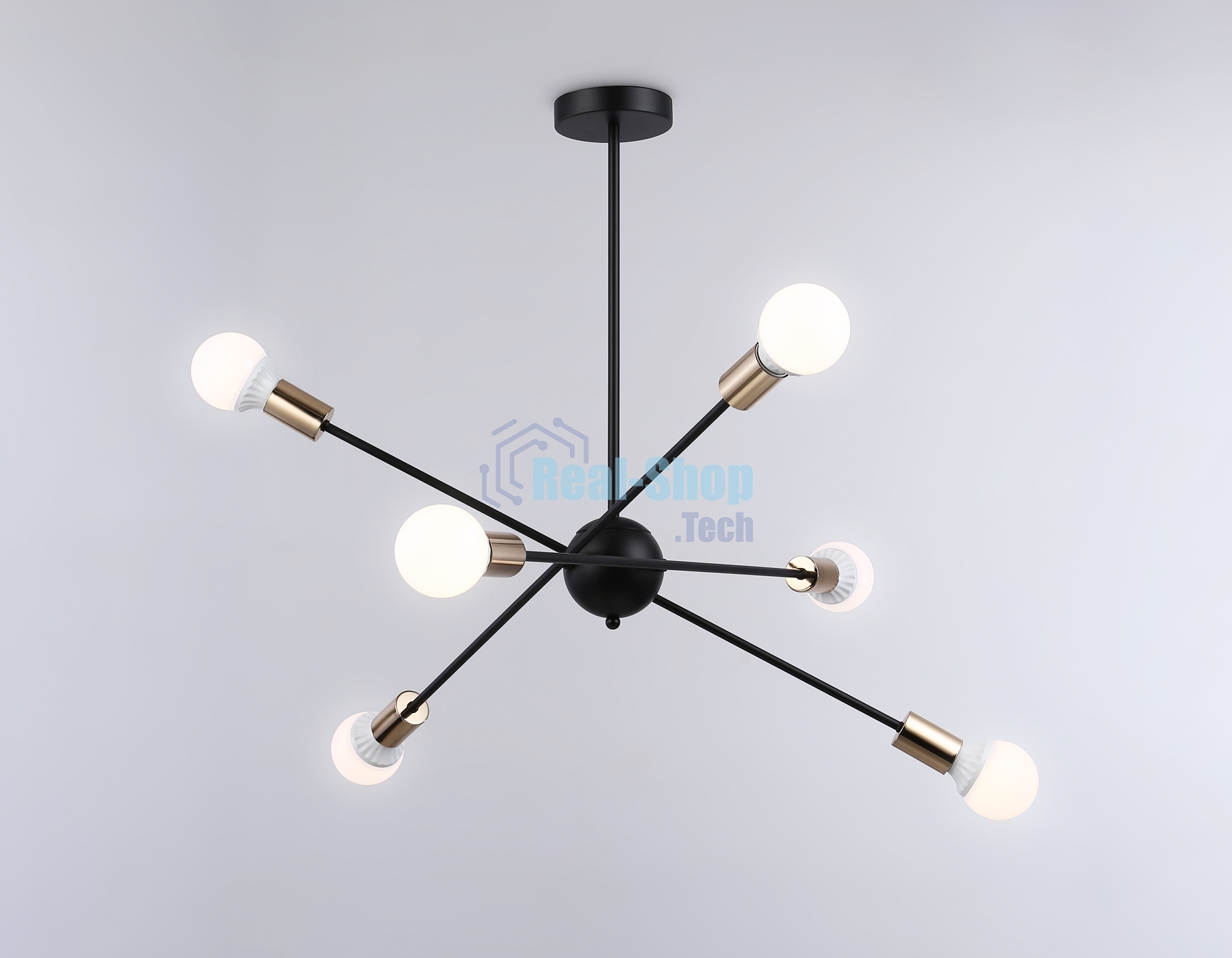 Светильник Ambrella light TR80435/6 BK/GD черный/золото E27/6 max 60W D950*730