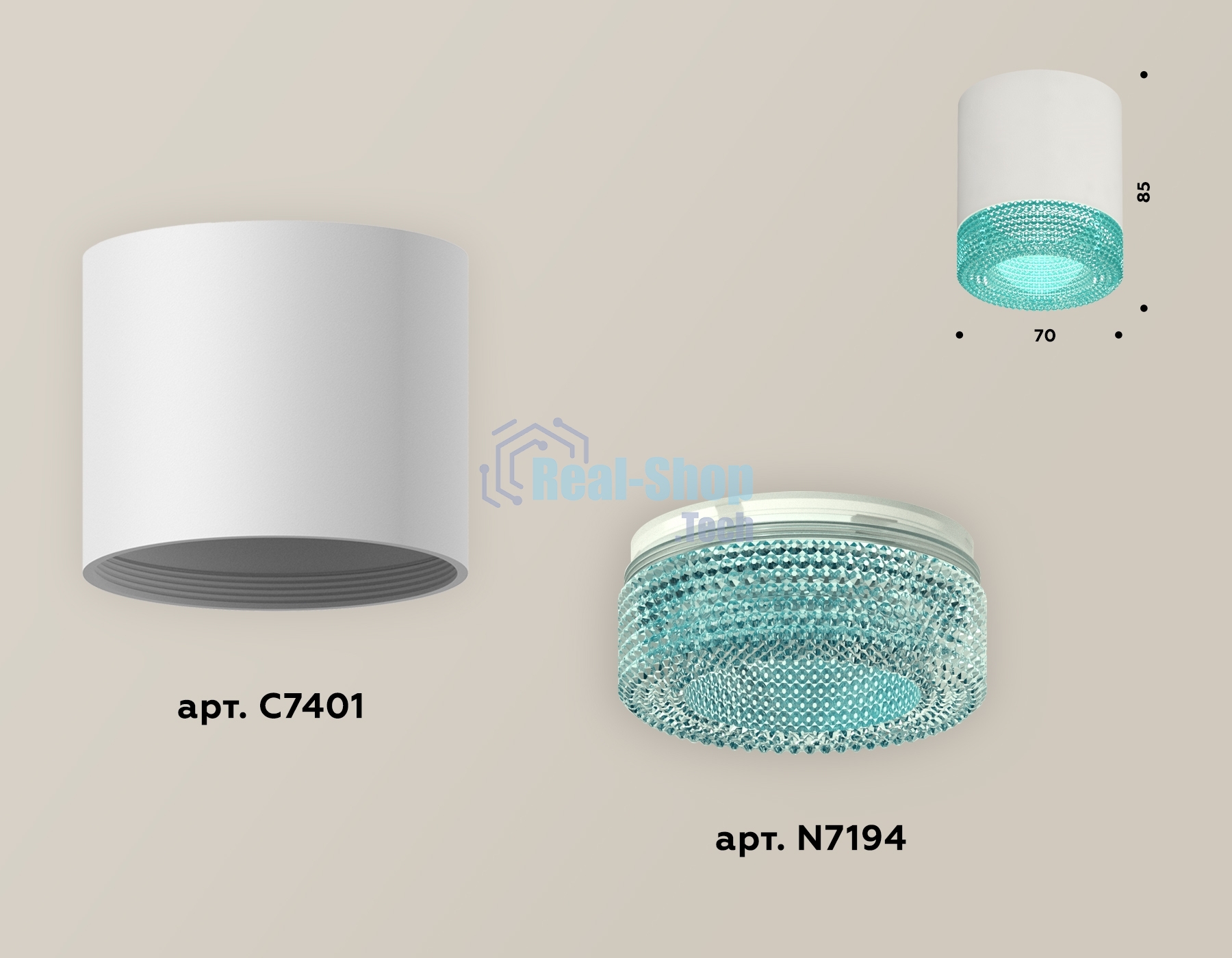 Светильник Ambrella Light XS7401023 SWH/BL белый песок/голубой MR16 GU5.3 (C7401, N7194)