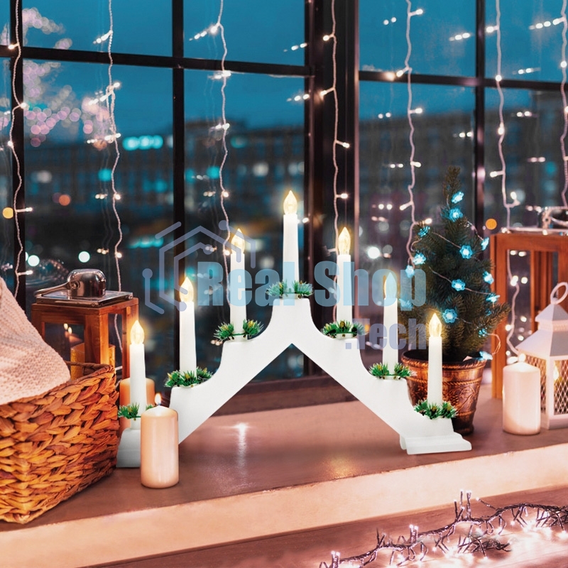 Новогодняя горка Neon-night 7 свечек, цвет корпуса: белый, цвет свечения: теплый белый