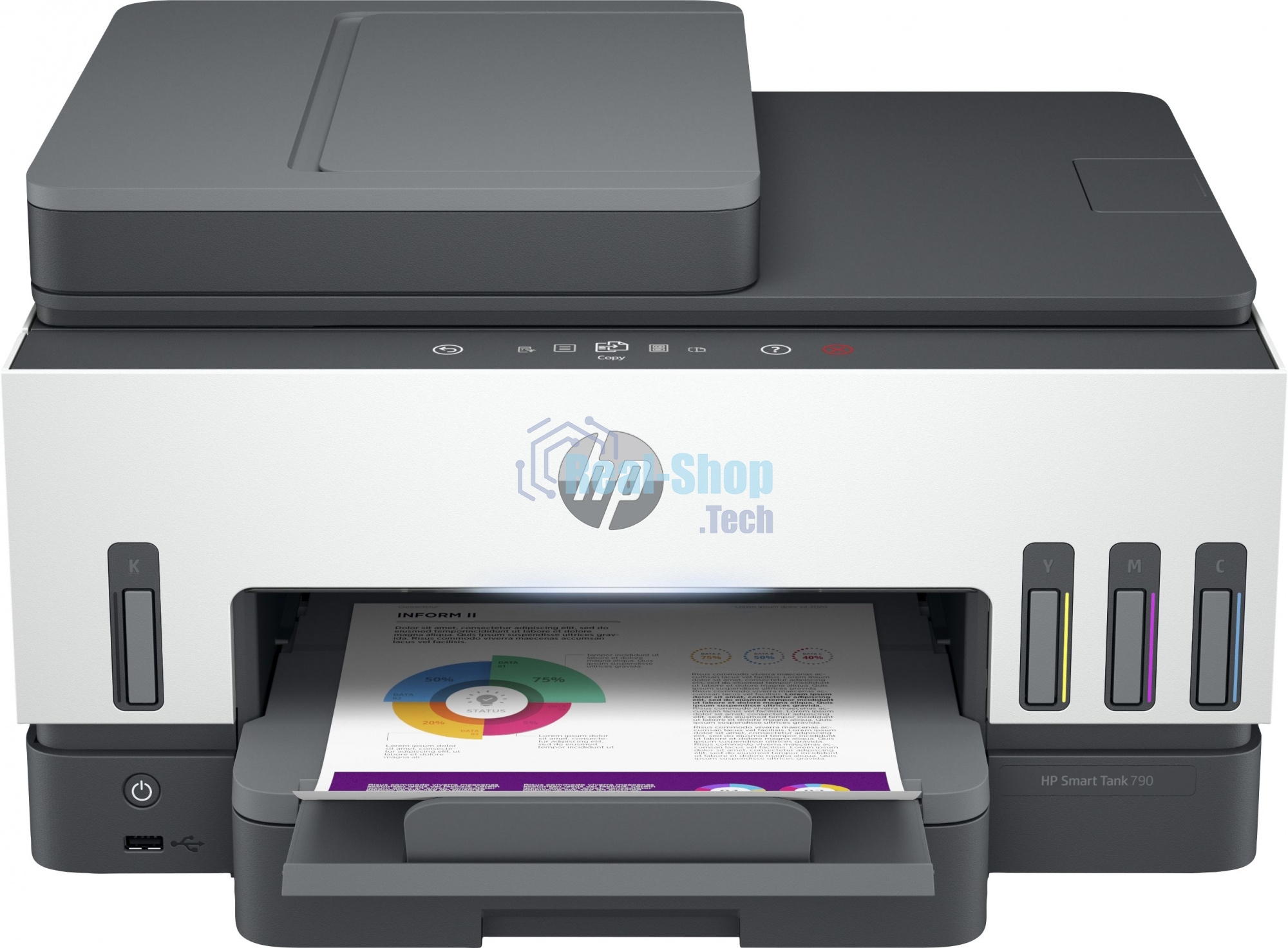 МФУ струйное HP Smart Tank 790 (4WF66A), A4, цветной, печ. до 15 стр/мин. (ч/б) до 9 стр/мин. (цвет), 1200 x 1200 dpi (ч/б печать, скан.) 1200 x 4800 dpi (цвет), USB, Wi-Fi, BlueTooth, Air Print, Mopria