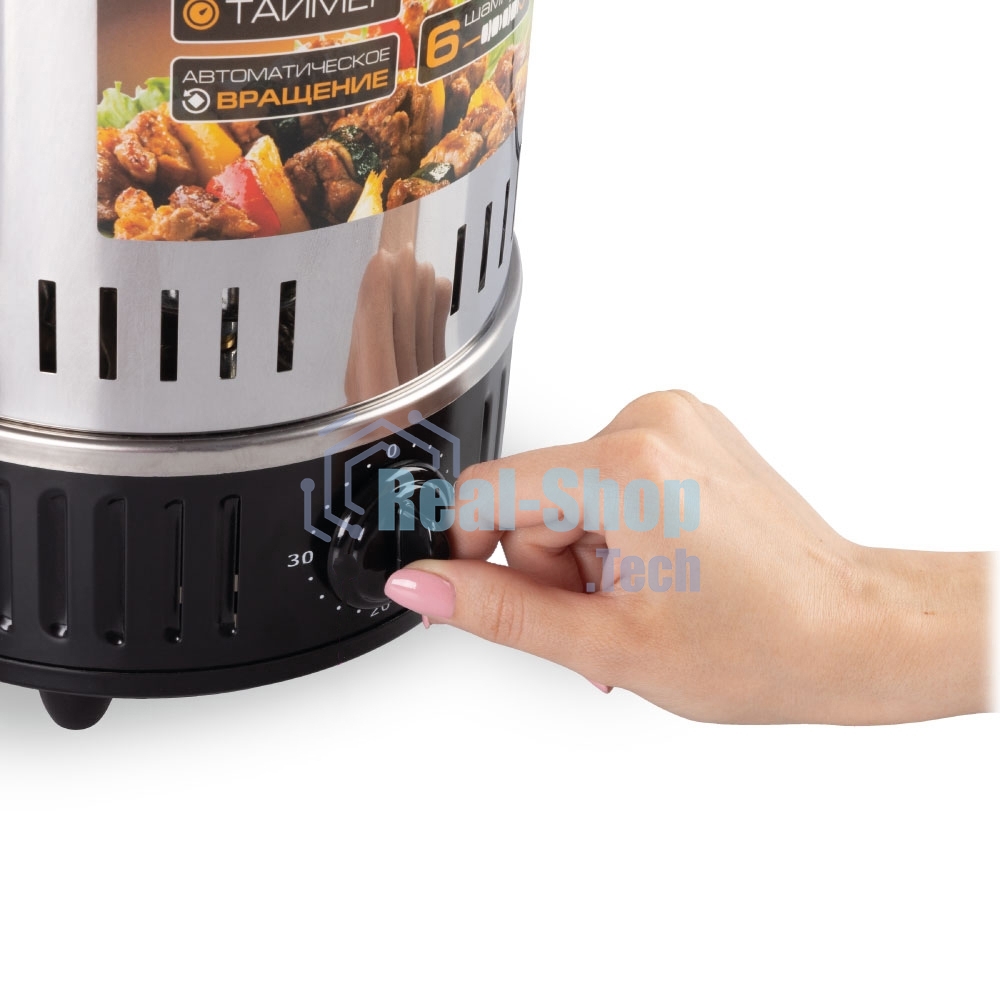 Шашлычница электрическая Endever Grillmaster 295, серебристый/черный