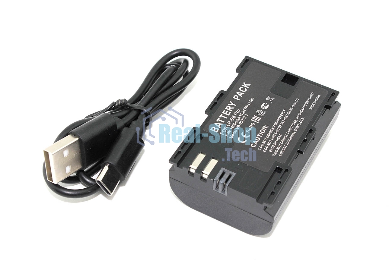 Аккумуляторная батарея для фотоаппарата Canon EOS 5D Mark II (LP-E6 Pro) USB Type-C 7.4V 1600mAh