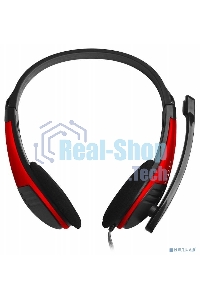 Гарнитура проводная с микрофоном Oklick HS-M150 черный/красный 2.2м накладные (NO-003N)