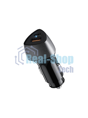 Автомобильное зарядное устройство c двумя портами Rexant (USB-A QC 3.0 + USB-C PD) cо световой индикацией, 20Вт, черное