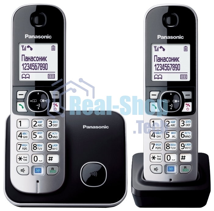 Телефон беспроводной (DECT) Panasonic KX-TG6812RU черный (труб. в компл.:2шт) АОН