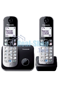 Телефон беспроводной (DECT) Panasonic KX-TG6812RU черный (труб. в компл.:2шт) АОН