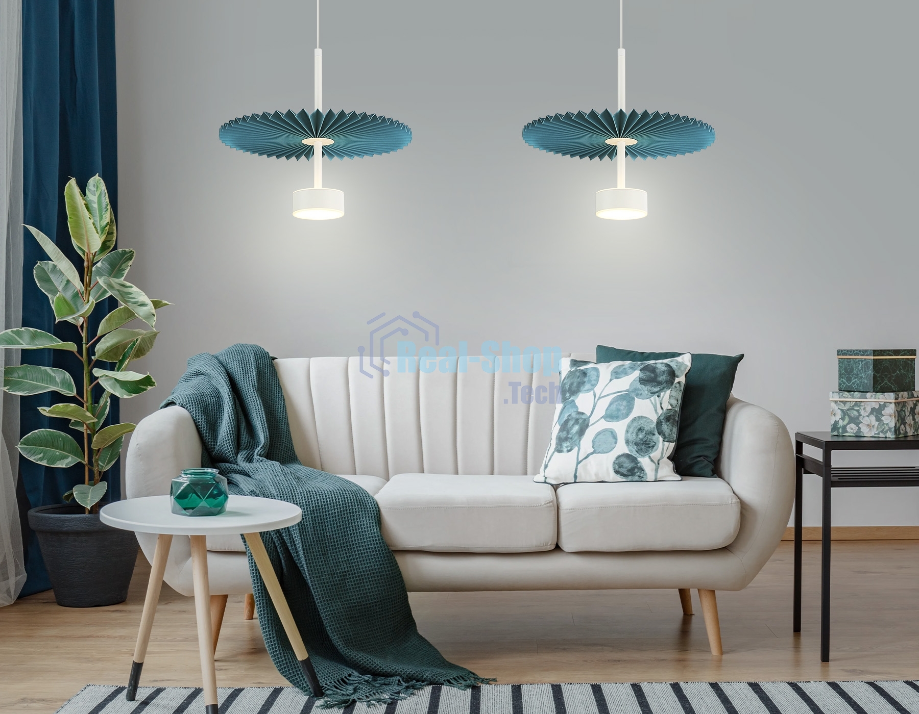 Светильник Ambrella light LH72611 WH/GR белый/бирюзовый 6W 3000K D300*260-1770