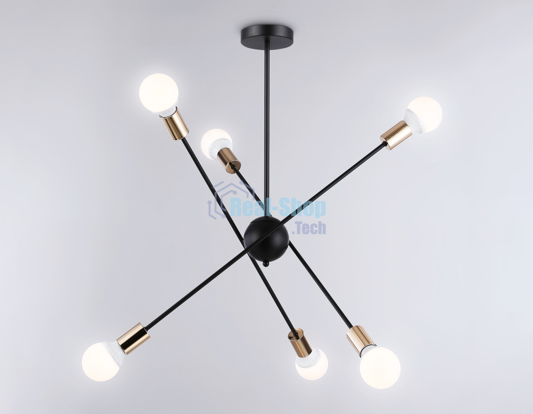 Светильник Ambrella light TR80435/6 BK/GD черный/золото E27/6 max 60W D950*730