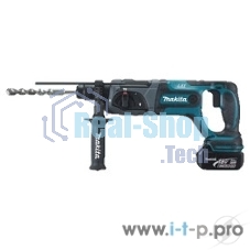 Перфоратор Makita DHR241RFE Перфоратор ак ,SDS+, 18В,2 х 3А ч Li-ion,3реж,1.9Дж,0-4000у\м,3.5кг,чем,подсв,совмест с 4 А ч Li-ion