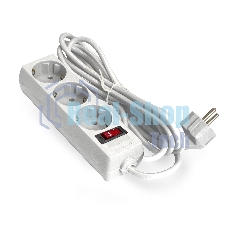 Удлинитель ExeGate EC-3-3W (EX279354RUS), белый, 3 м, евровилка с заземлением, 3 евророзетки с заземлением, 2200 Вт