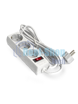 Удлинитель ExeGate EC-3-3W (EX279354RUS), белый, 3 м, евровилка с заземлением, 3 евророзетки с заземлением, 2200 Вт