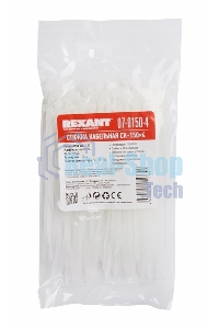 Хомут-стяжка кабельная нейлоновая Rexant 150 x3,6 мм, белая, упаковка 100 шт.