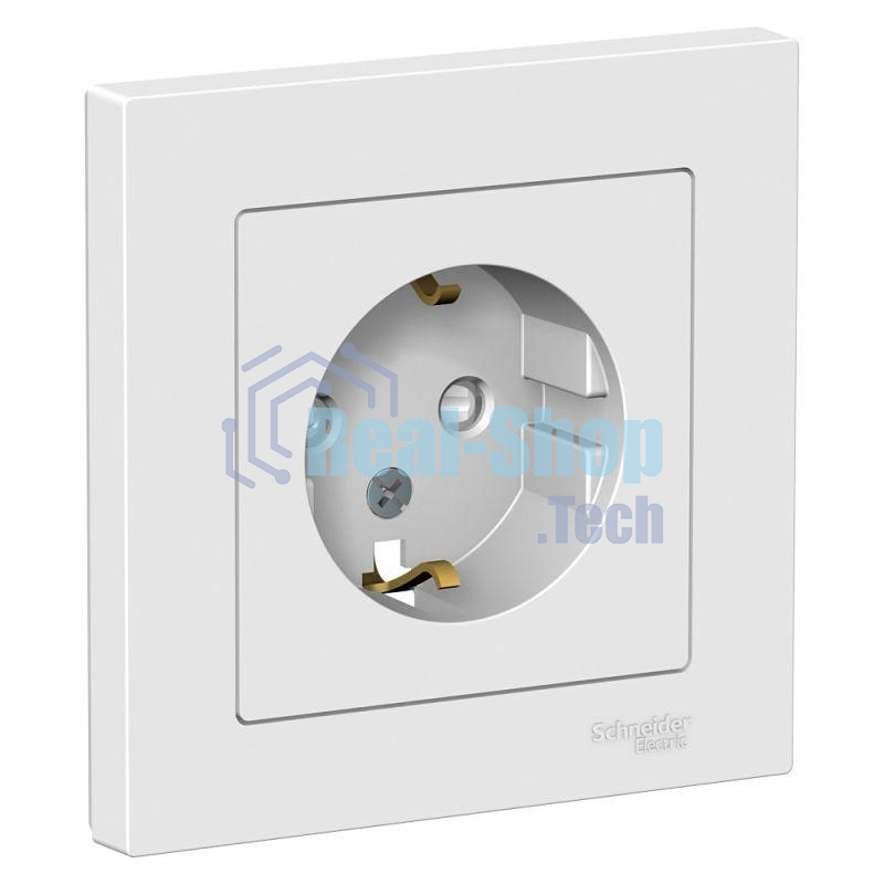 Розетка AtlasDesign с заземл. защ. шторки 16А в сборе белый SchE ATN000144