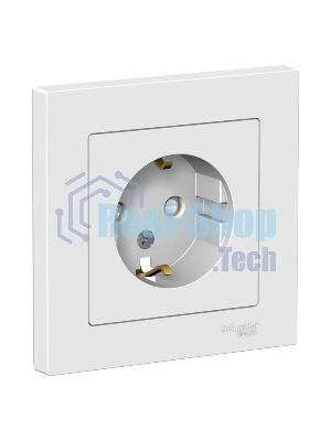 Розетка AtlasDesign с заземл. защ. шторки 16А в сборе белый SchE ATN000144