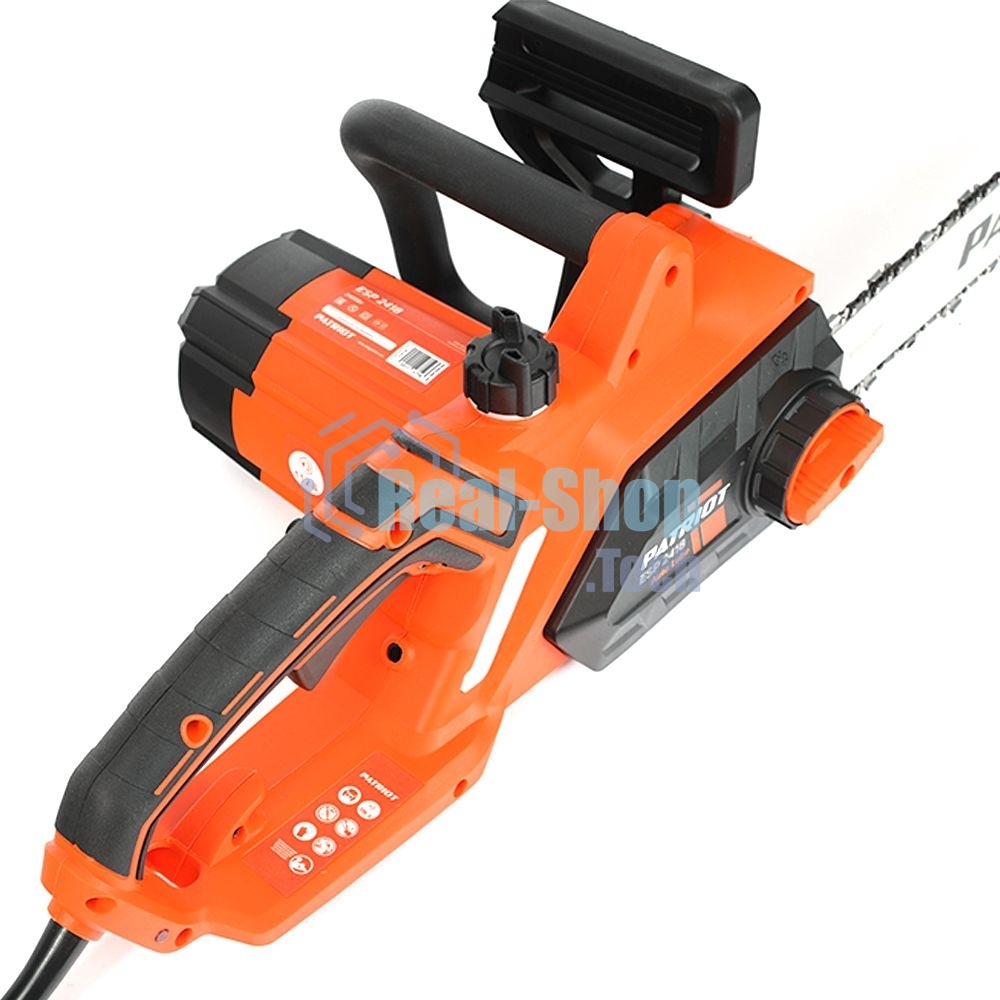 Пила цепная электрическая Patriot ESP 2418, 2400Вт, 18'/45 см, 3/8, 1,3мм 62 зв, плавный пуск, бесключевая натяжка цепи, термозащита
