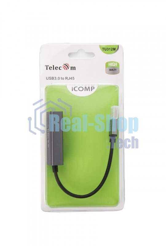 Кабель-переходник USB 3.0 (Am) --> LAN RJ-45 Ethernet 1000 Mbps, Aluminum Shell,Telecom TU312M