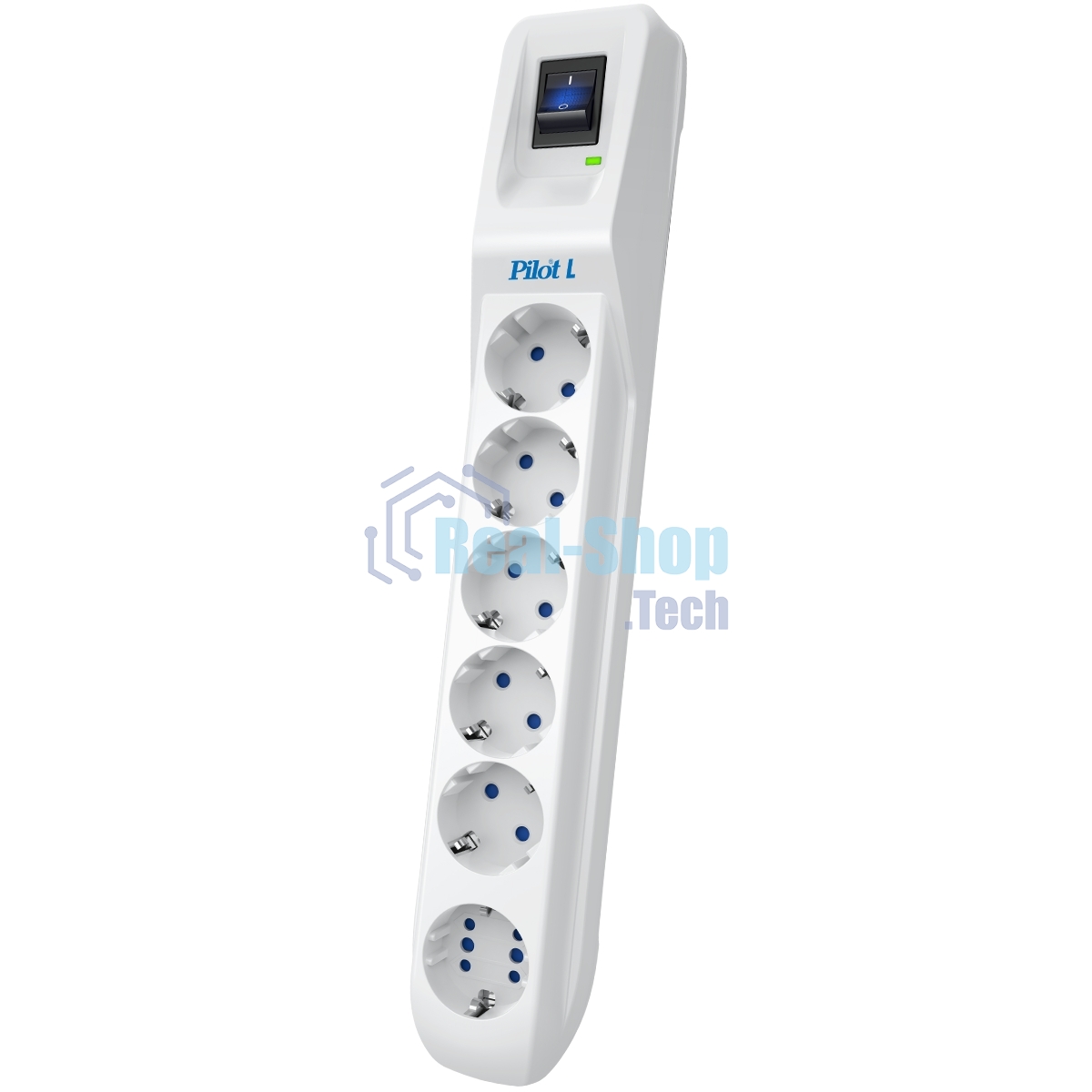Сетевой фильтр Pilot L GP 6 розеток (5 евро + 1GP) 10 м/Surge protector Pilot L GP 6 outlets (5 EUR + 1GP) 10 m белый