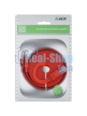 Патч-корд GCR PROF плоский прямой 2.0m, UTP медь cat.6, красный, 30 AWG, ethernet high speed 10 Гбит/с, RJ45, T568B, GCR-52859