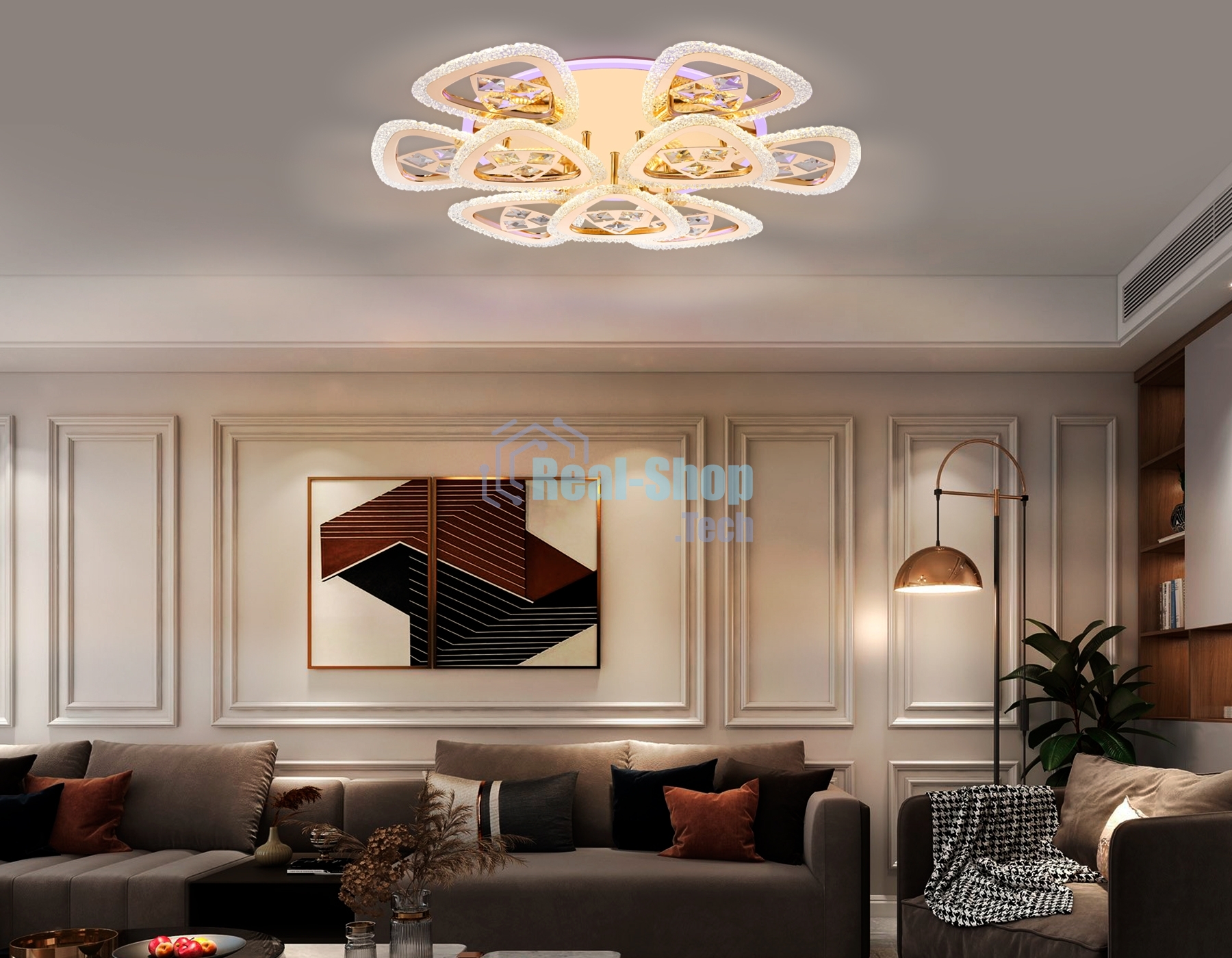 Светильник Ambrella light FA2923 GD золото 138W 600*600*130 (ПДУ РАДИО 2.4)