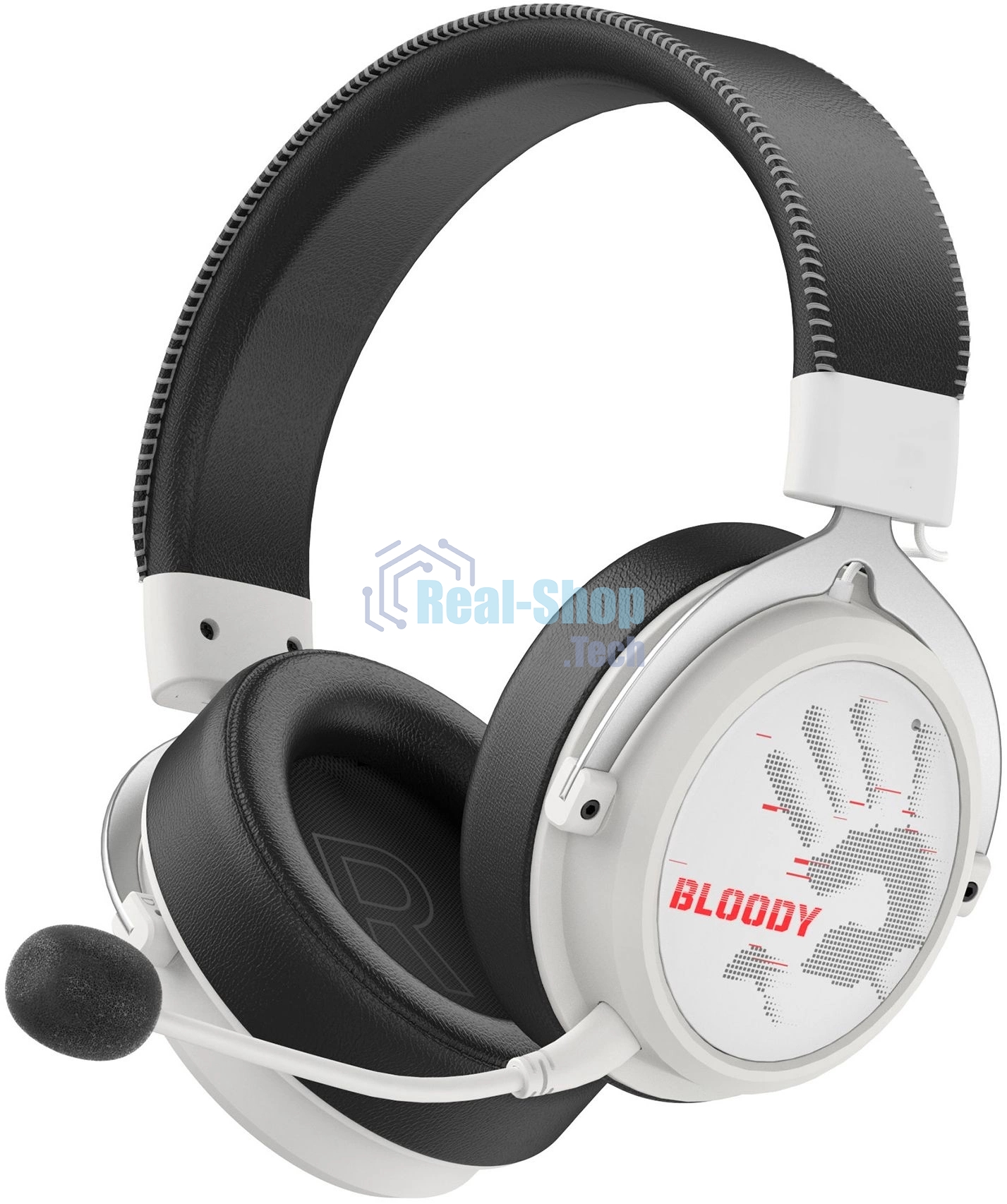 Гарнитура Bloody MR590 Sports Red белый/чёрный, беспроводная + проводная, Bluetooth, до 35 ч