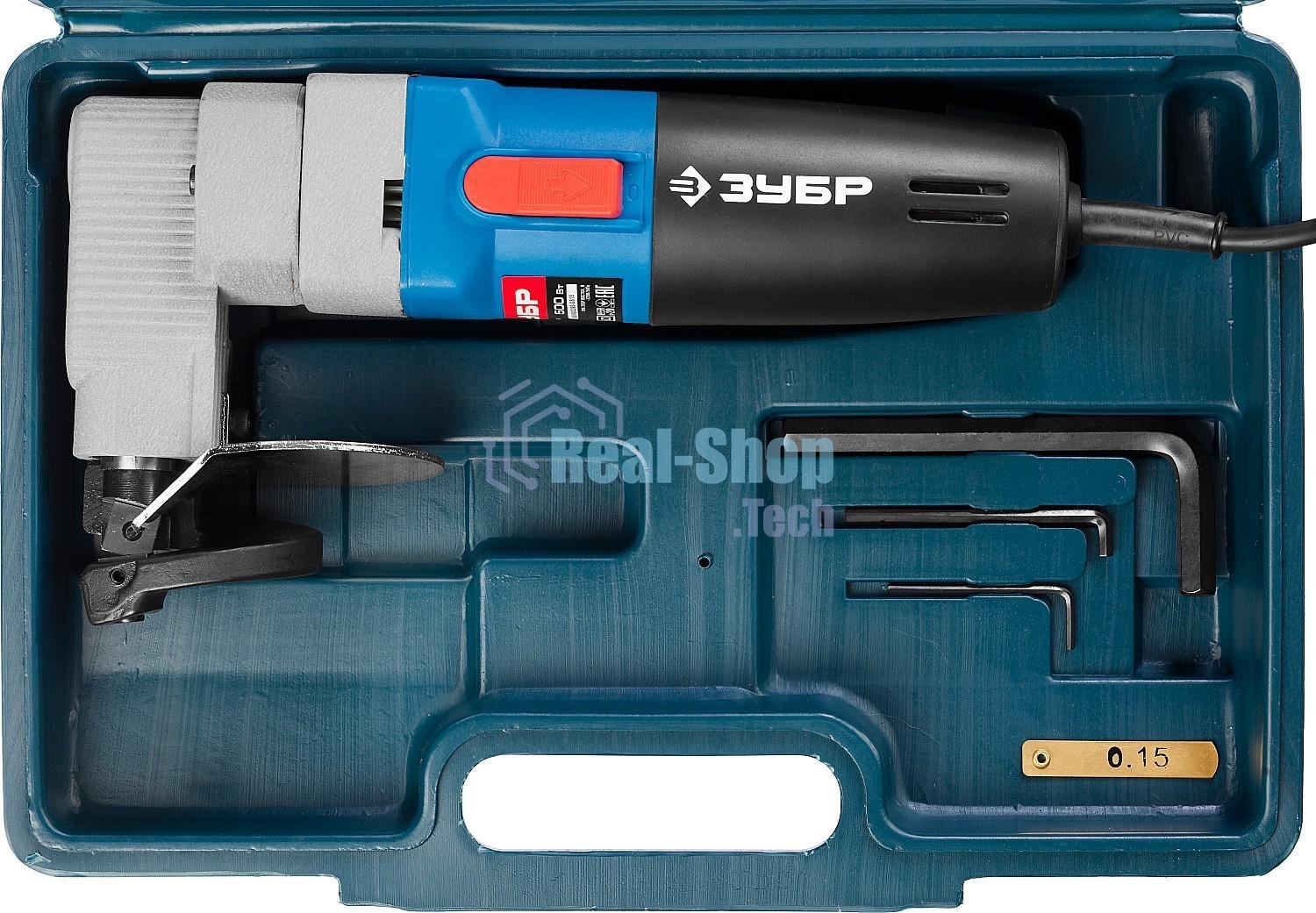 Ножницы лезв. ЗУБР ЗНЛ-500 листовые, 500Вт 1800/мин сталь:2.5мм мин.рад.40мм в кейсе