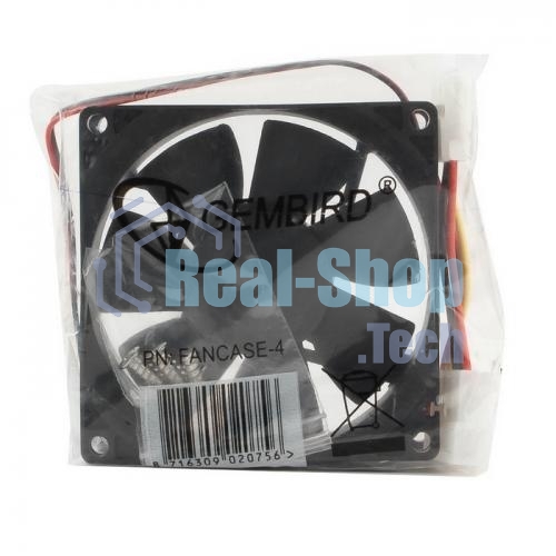 Вентилятор для корпуса Gembird FANCASE-4 черный, 80 мм, 2600 об/мин, 27 дБ, 4 pin
