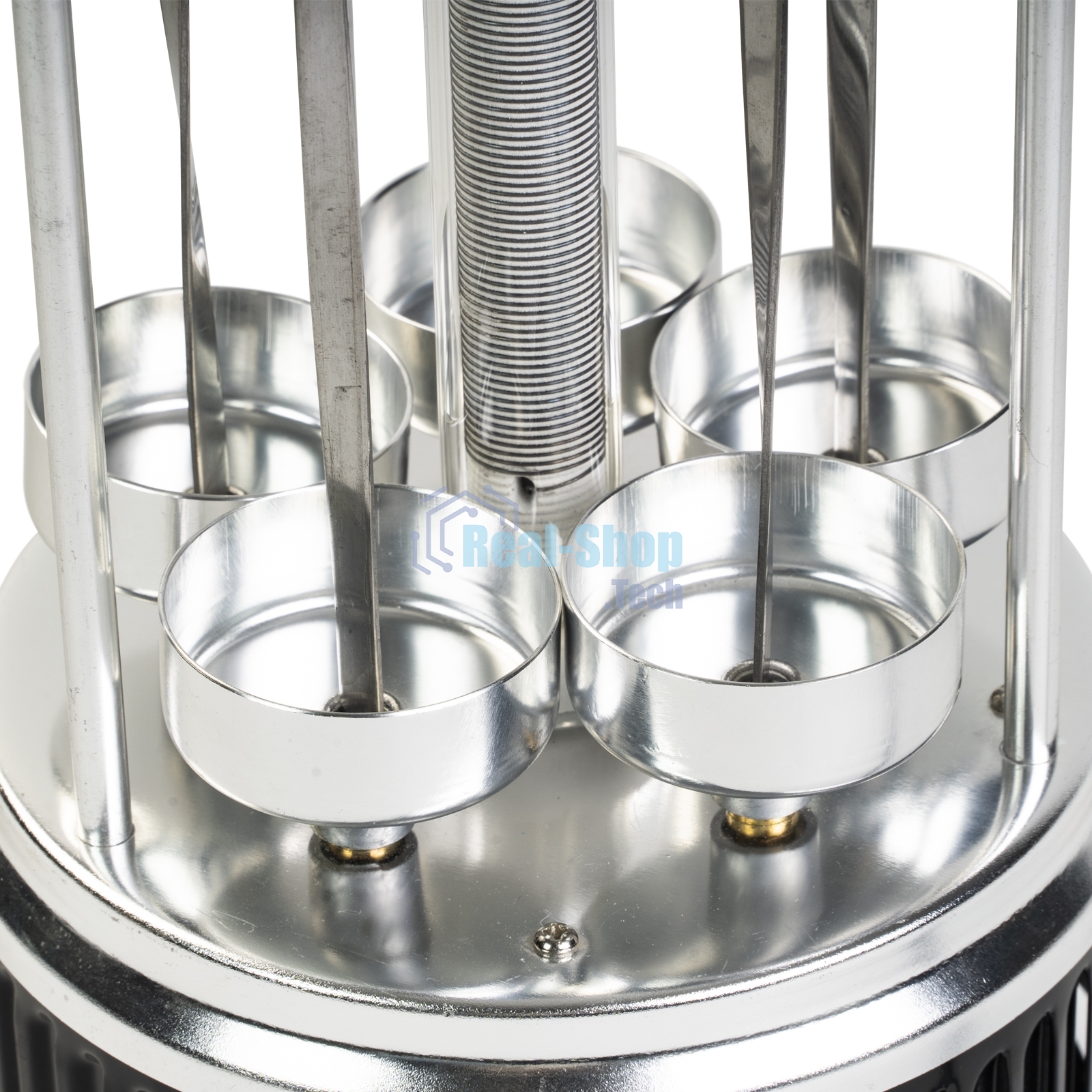 Шашлычница электрическая Galaxy Line GL 2610, серый, 1000 Вт, 5 шампуров из высококачественной нержавеющей стали, автоматическое вращение шампуров на 360°, долговечный керамический нагревательный элемент, защитный кожух из пищевого алюминия