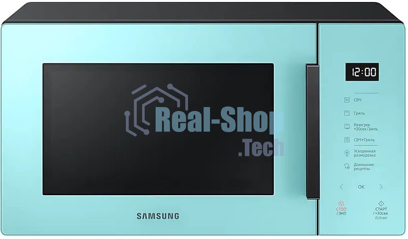 Микроволновая печь Samsung MG23T5018AN/BW голубой, 23 л, 800 Вт, переключатели - сенсор