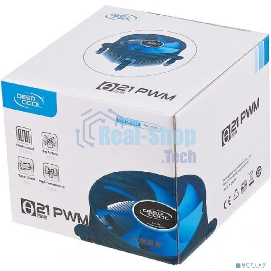 Кулер для процессора DEEPCOOL THETA 21 PWM черный/синий, 92 мм, алюминий, 2400 об/мин, 33.4 дБ, 4 pin, 95 Вт, 60.5 мм