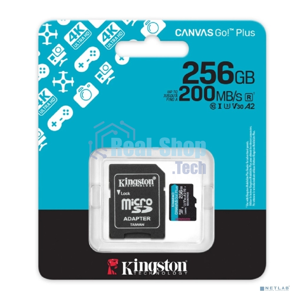 Флеш карта microSDXC 256Gb Kingston SDCG4/256Gb Canvas Go! Plus A2 + adapter