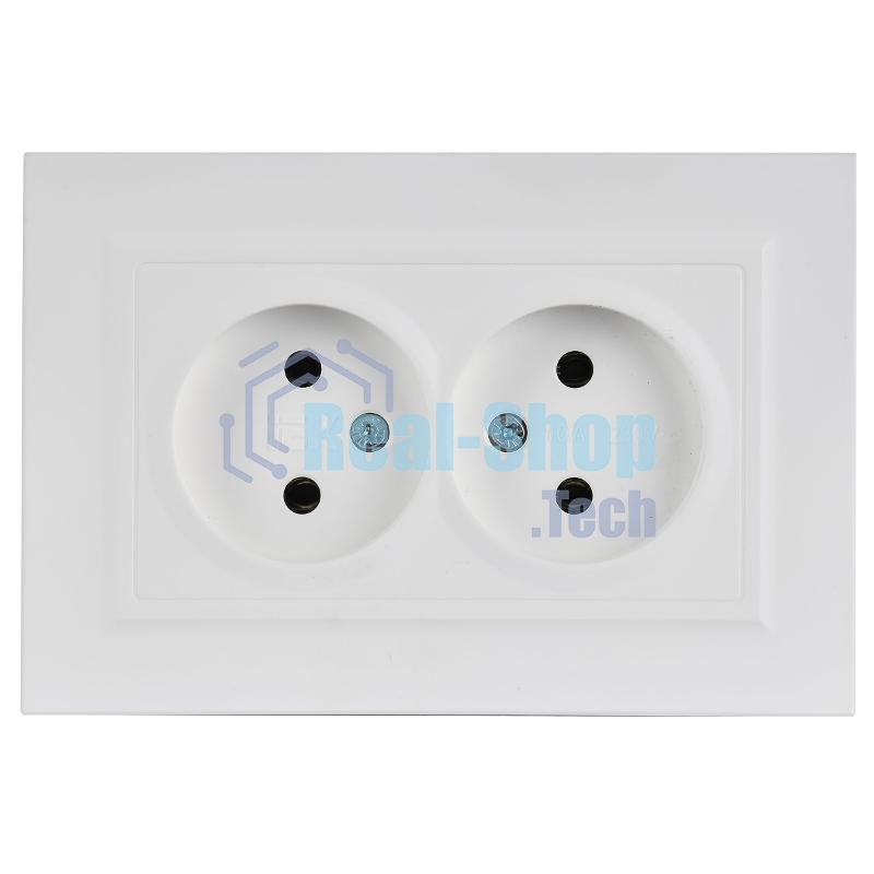 Розетка IEK BR-R20-10-K91-F 2-м СП BRITE РС12-2-БрАБ 10А в сборе без заземл. без защ. шторок арктич. бел.