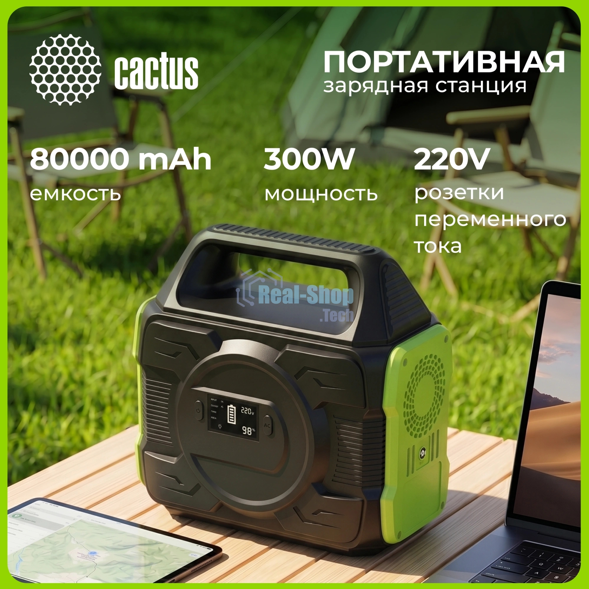 Электростанция портативная Cactus CS-PCS288 80000mAh 2.1A 3xUSB черный