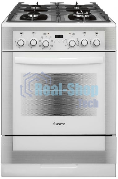 Плита комбинированная Gefest ПГЭ 6502-03 0242 белый, конфорок 4 газовых, духовка 55 л, 60 см x 85 см x 60 см