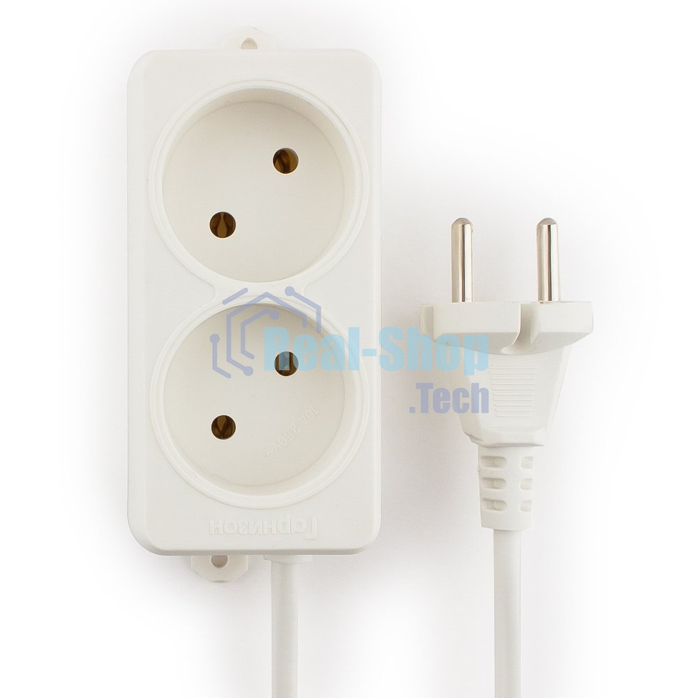 Сетевой фильтр Гарнизон EL-NL2-W-2, 2 розетки, допустимый ток 10А, длина 2 м.