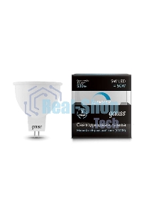 Лампа светодиодная диммируемая Gauss MR16 5Вт 4100К белый GU5.3 530лм 180-265В