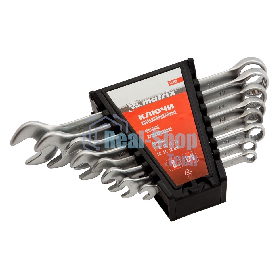 Набор ключей комбинированных Matrix 6 - 19 мм, 8 шт., CrV, матовый хром